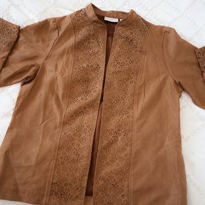 Vintage Alfred Dunner Faux Suede Floral Jacket (L)